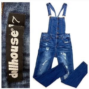 Dollhouse Overalls Skinny Stretch Distressed Sz 7